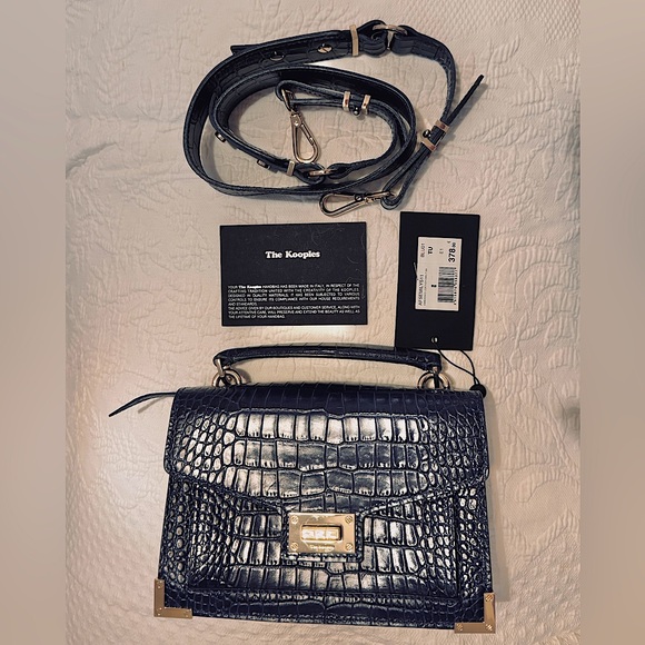 The Kooples Emily Croc-Embossed Leather Mini Crossbody Small NWT gold hardware - Picture 4 of 16